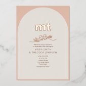 Invitation En Aluminium Peach Rose Gold Foil Wedding Invite + QR (Recto)