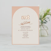 Invitation En Aluminium Peach Rose Gold Foil Wedding Invite + QR (Debout devant)