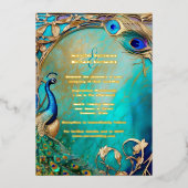 Invitation En Aluminium Peacock plumes iridiscent Art nouveau luxe (Recto)