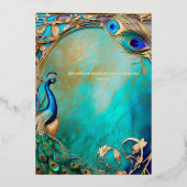 Invitation En Aluminium Peacock plumes iridiscent Art nouveau luxe (Verso)