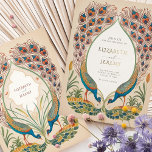 Invitation En Aluminium Peacocks<br><div class="desc">Entrez dans un monde de romantisme intemporel avec notre faire-part de mariage d'inspiration victorienne. Ce design exquis présente des ornements vintages fantaisistes encerclant un cadre doré luxueux, évoquant la grandeur de la papeterie royale. La palette de couleurs est un mélange sophistiqué de vert sauge muet et d'un rose doux et...</div>