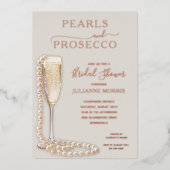 Invitation En Aluminium Pearls and Prosecco Bridal Shower Brunch & Bubbly (Recto)