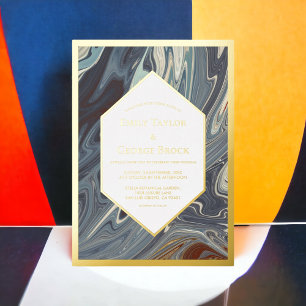 Invitation En Aluminium Peinture Abstraite Grise Moderne Élégante Mariage
