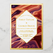 Invitation En Aluminium Peinture Abstraite moderne à la lave Mariage minim (Recto)