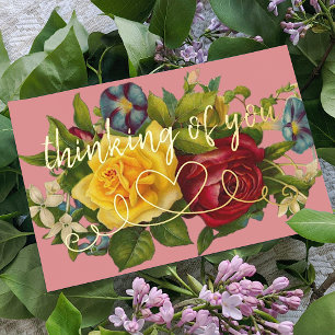 Invitation En Aluminium Penser À Vous Coeur Sur Des Roses Vintages Colorés