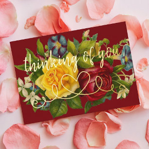 Invitation En Aluminium Penser À Vous Coeur Sur Des Roses Vintages Colorés