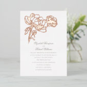 Invitation En Aluminium Peonies Floral Rose Or Formal Elégant Mariage (Debout devant)