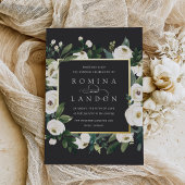 Invitation En Aluminium Peony blanc | Carré Mariage de cadre Floral