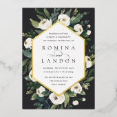 Invitation En Aluminium Peony blanc | Mariage de cadre fleuri géométrique (Recto)