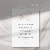 Invitation En Aluminium Peony Floral Art Sketch Rose Gold Classic Mariage
