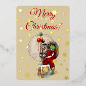 Invitation En Aluminium Père Noël et Noël de la petite cheminée (Recto)