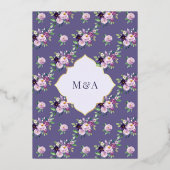 Invitation En Aluminium Périwinkle violet Floral Mariage musulman or (Verso)