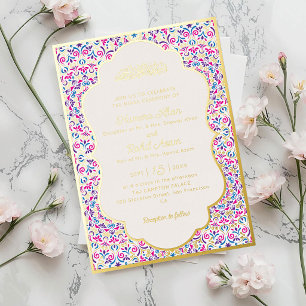 Invitation En Aluminium Perle Blanche Classique Bijou Or Mariage Musulman