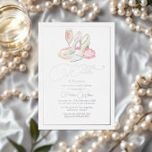 Invitation En Aluminium Perles élégantes et Fête des mariées de poursuites