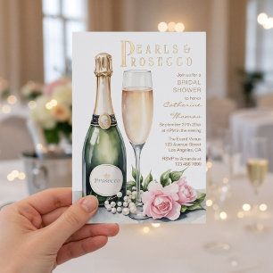 Invitation En Aluminium Perles et Prosecco Élégante Fête de Mariage