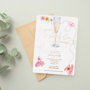 Invitation En Aluminium Perles, Pétales + Prosecco Baby Shower de Mariée