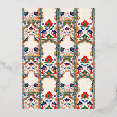 Invitation En Aluminium Perse Floral Inlay Crème Mariage musulman Or (Verso)