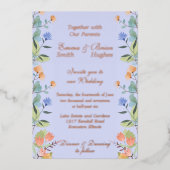 Invitation En Aluminium Pervenche florale  (Recto)