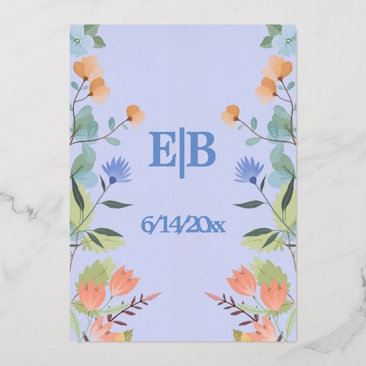 Invitation En Aluminium Pervenche florale  (Verso)