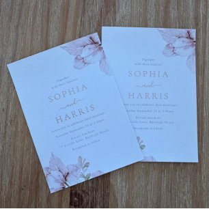 Invitation En Aluminium Pétales de Fleur Rose Élégante Mariage Or Rose