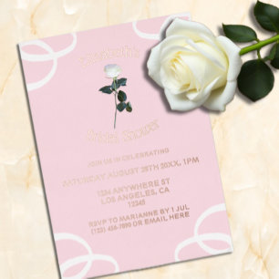 Invitation En Aluminium Pétales de rose blanche rose mariage