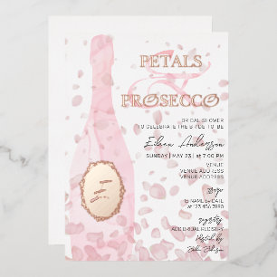 Invitation En Aluminium Pétales modernes et Fête des mariées de rose rose 