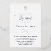 Invitation En Aluminium petit arc bleu Baptême (Recto)