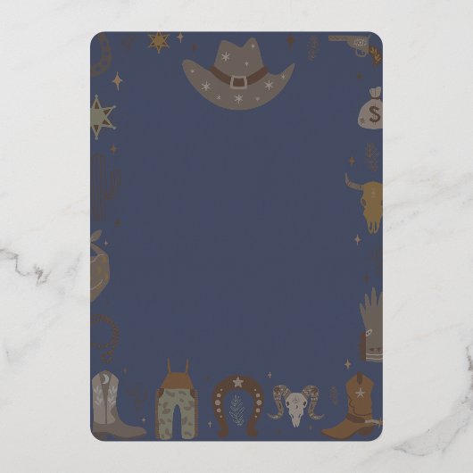 Invitation En Aluminium petit baby shower de cowboy texas (Verso)