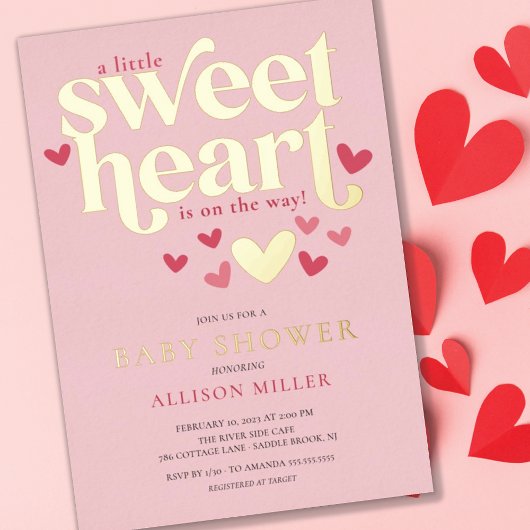 Invitation En Aluminium Petit Baby shower de fille amoureuse