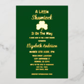 Invitation En Aluminium Petit Baby shower de la Saint Patrick Shamrock (Recto)