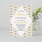 Invitation En Aluminium Petit Baby shower Fleur sauvage (Debout devant)