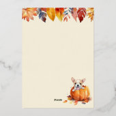 Invitation En Aluminium Petit Chiot Citrouille Chute dans Baby shower d'am (Verso)