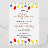 Invitation En Aluminium Petit Fleur sauvage 1er anniversaire (Recto)