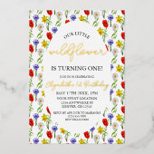 Invitation En Aluminium Petit Fleur sauvage 1er anniversaire (Recto)