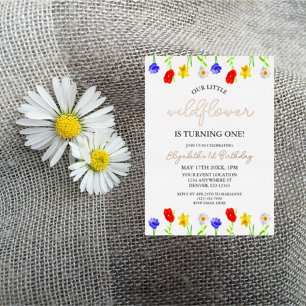 Invitation En Aluminium Petit Fleur sauvage 1er anniversaire