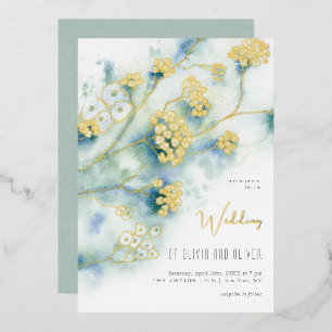 Invitation En Aluminium Petit Mariage de fleurs blanches