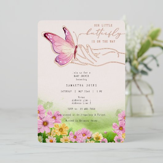 Invitation En Aluminium Petit Papillon Bohème En Route Jardin de Fleurs Sa (Debout devant)