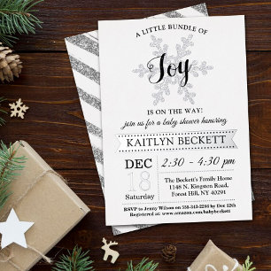 Invitation En Aluminium Petit Paquet De Joie Noël Baby Shower Réel