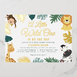Invitation En Aluminium petit sauvage un safari baby shower boisé