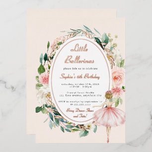 Invitation En Aluminium Petite Ballerine Florale Rose Gold Anniversaire En