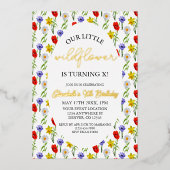 Invitation En Aluminium Petite fille Fleur sauvage Anniversaire (Recto)