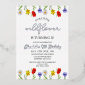 Invitation En Aluminium Petite fille Fleur sauvage Anniversaire (Recto)