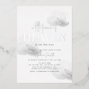 Invitation En Aluminium Petite Paix du Ciel Baby shower nuageux gris
