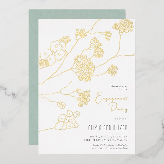 Invitation En Aluminium Petites Fleurs blanches (Recto/Verso)