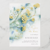 Invitation En Aluminium Petites Fleurs Blanches Enregistrer La Date (Recto)