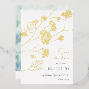 Invitation En Aluminium Petites Fleurs Blanches Enregistrer La Date