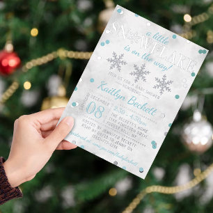 Invitation En Aluminium Petits Flocons de Neige Garçons Baby Shower Hiver