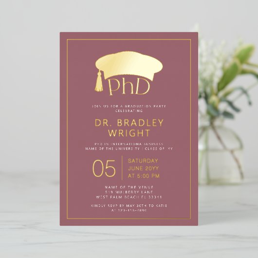 Invitation En Aluminium Phd Doctorate Hat Doctoral Degree Graduation (Debout devant)