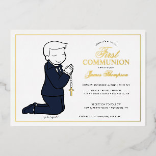 Invitation En Aluminium Philosophies Première communion - Garçon