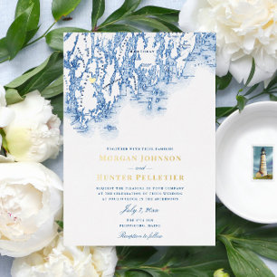 Invitation En Aluminium Phippsburg Maine Mariage Elegant Gold